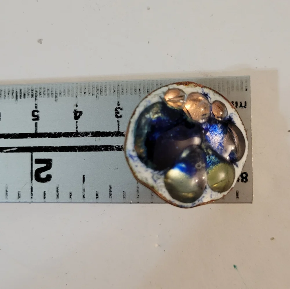 Hand Crafted Andree Bazot Enamel Glass Copper Earrings Paris France